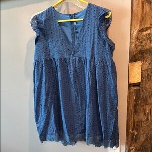 Blue Eyelet Sleeveless Top